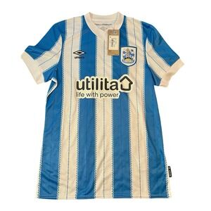 Umbro Huddersfield Town AFC Home Jersey Blue White Striped Mens Small NWT
